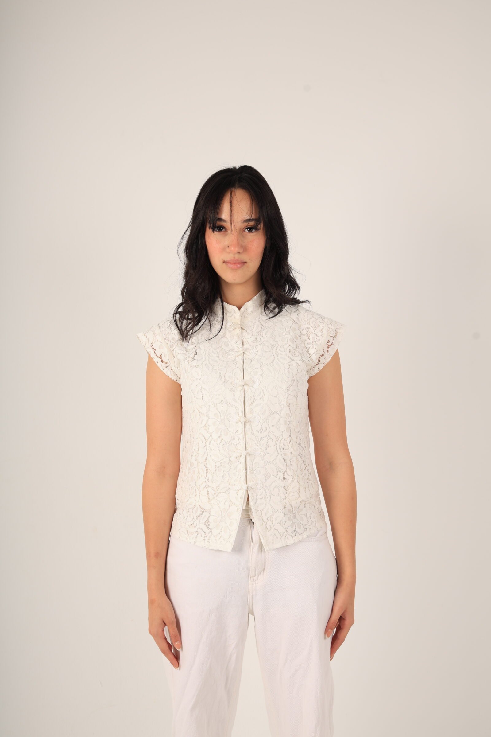 Chinese Frog Button Lace Top