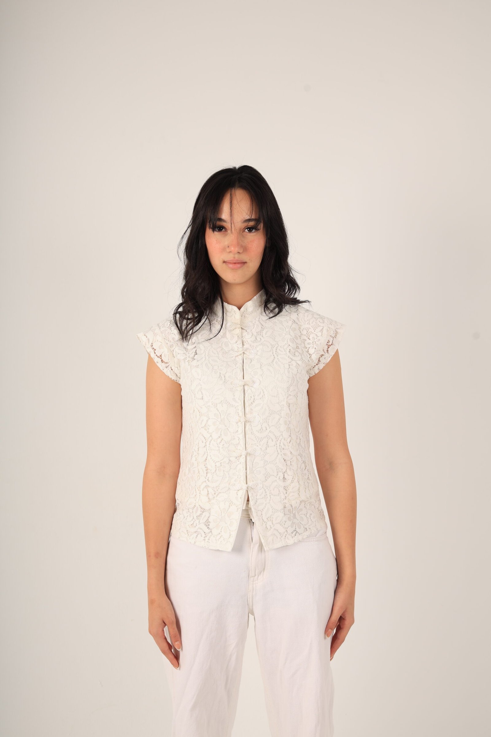 Chinese Frog Button Lace Top